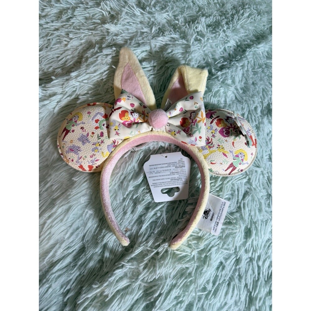 2023 Disney Parks Easter Rabbits Faux Leather Bow Minnie Mouse Ears Headband New